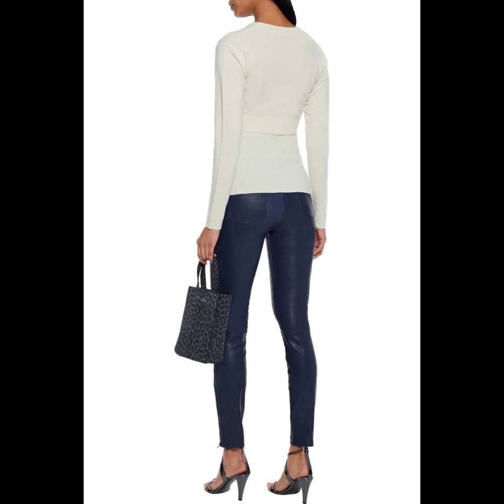 J BRAND L8001 Stretch-Leather Navy Jeans with Side Zip NWOT 25